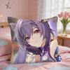 Keqing Genshin Impact Cushion Cover Square Short Plush Pillow Case Living Room Sofa Home Decor Funda X