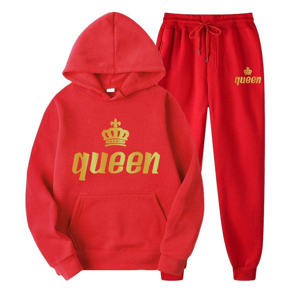 Couple Hooded Sweatshirt Set - Queen & King Band Long Sleeve Sportswear