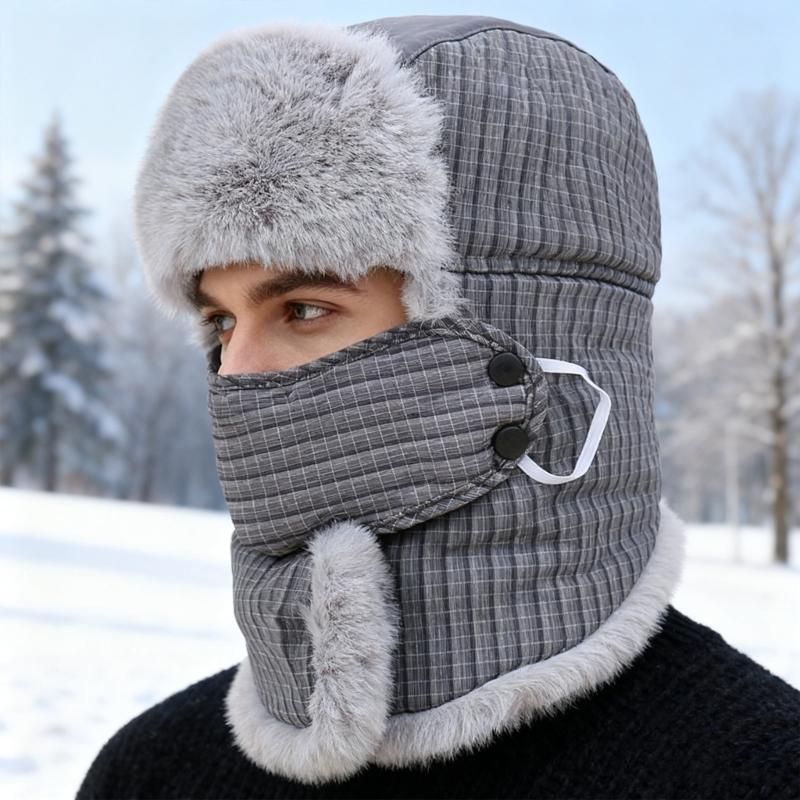 Verdickte Warme Schirmmütze Mit Ohrenklappen Dickes Kunstfellfutter Bequeme Trappermütze für Männer Frauen Kaltes Wetter Outdoor Sportbekleidung