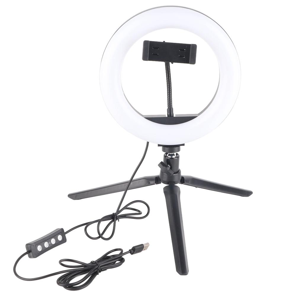 UN‑206 3‑Color 20cm Ring Light LED Tripod Stand Arc Fill Lamp for Beauty Photography Live