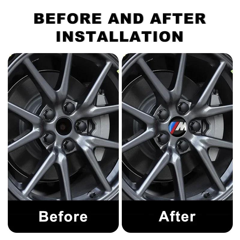 4Pc 56mm Car Wheel Stickers Center Hub Cap Car Emblem Badge Decal For BMW M8 M7 M6 M5 M4 M3 M2 M1 F30 F10 F15 E30 E46 E90 E60