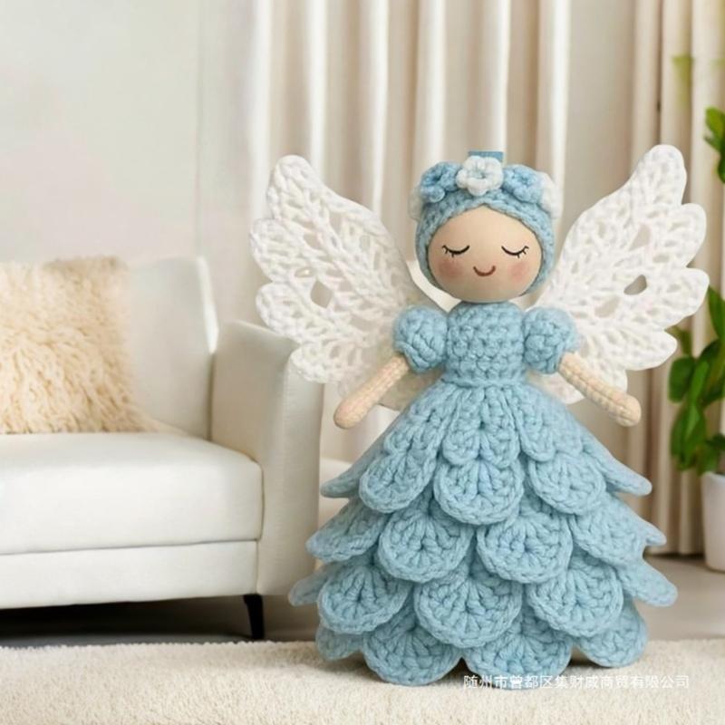 Crochet Christmas Angel Ornament Set For Beginner Adult Handmade Craft With Step-by-Step Tutorial Instruction Hook Yarn