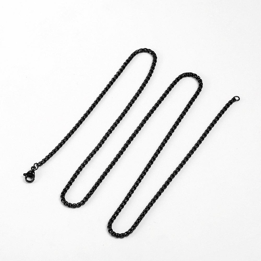 2MM 2.5MM 3MM Box Chains Stainless Steel Necklace DIY Long Necklaces Zircon for Women Men Statement 45CM-75CM