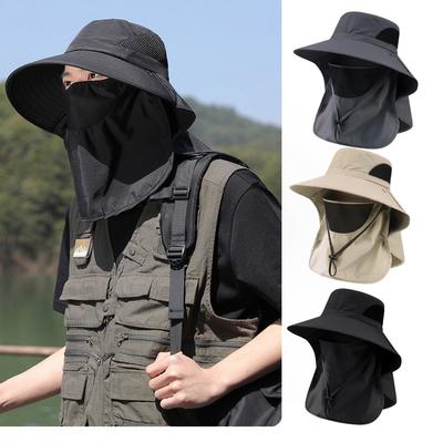 Summer UV Protection Sun Hats Outdoor Hunting Fishing Cap For Men Women Hiking Camping Visor Bucket Hat Neck Flap Fisherman Hat