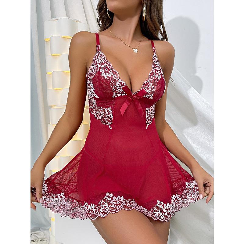New erotic underwear multi-colored nightgown lace mesh sexy suspender nightgown hot w