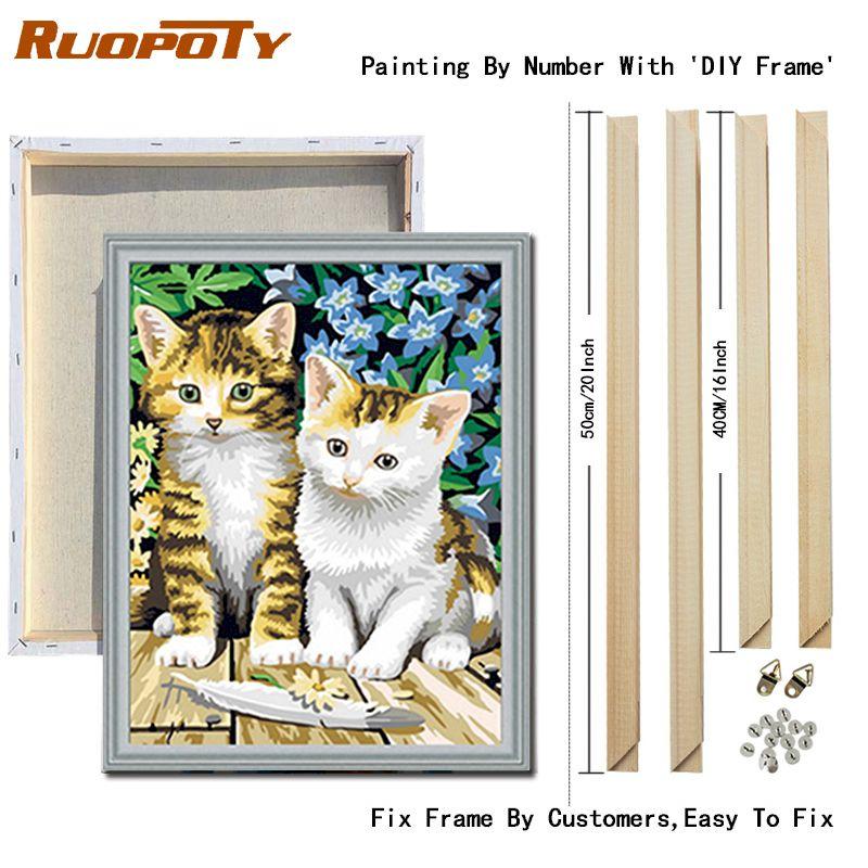 

Ruopoty DIY Рамка Животные DIY Картины по номерам Акриловая картина Современная настенная живопись на холсте Уникальный подарок Домашнее произведение искусства 40x50 см
