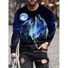 Street Fashion Men's Long Sleeve T-shirt Spring And Autumn Men's Daily Casual Top 3D Wolf Print Men's Long Sleeve T-shirt