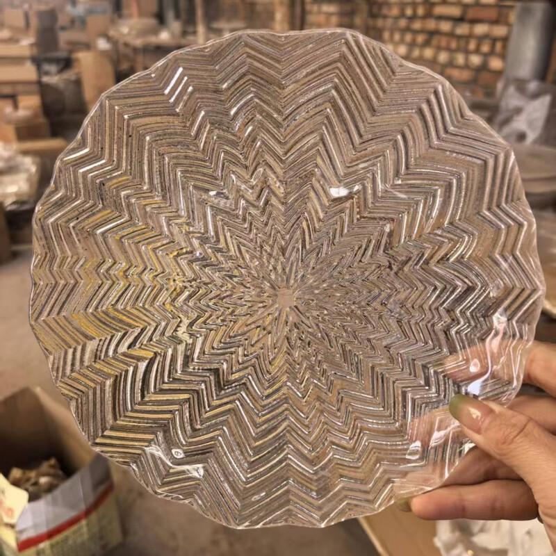 Modern Striped Glass Salad & Dinner Plates