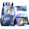 Anime ONE PICEC Backpack Monkey D Luffy Capacity Casual Student SchoolBag 3pcs Lightweight Women Men Travel Casual Mochilas