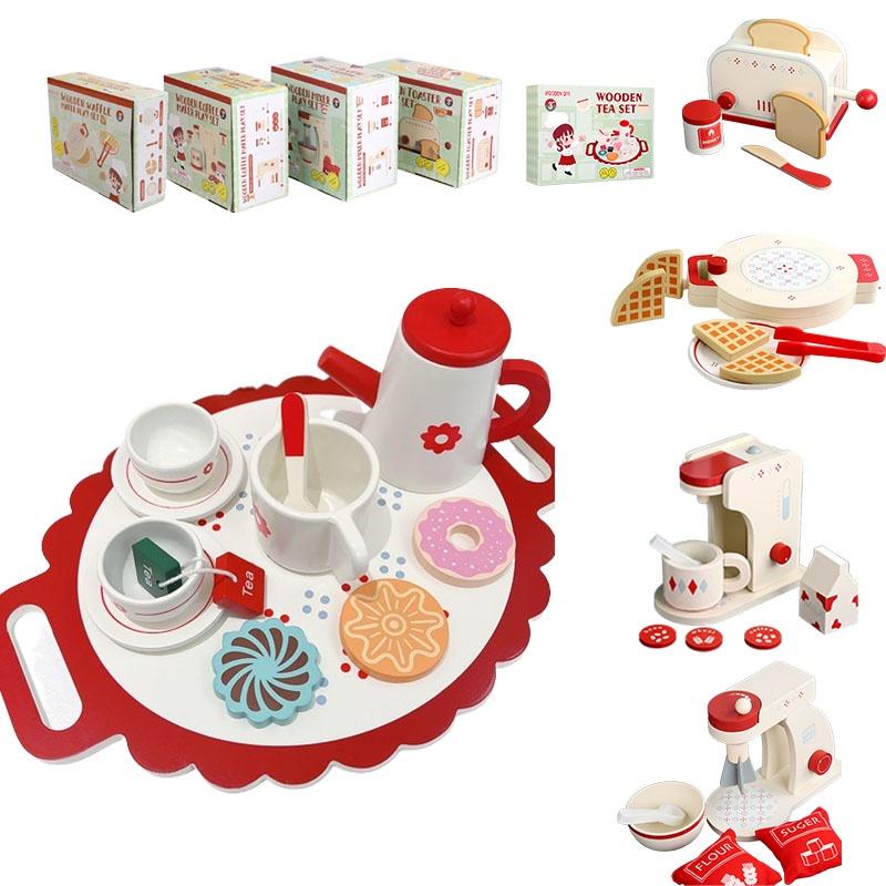 Wood Simulation Tea Set Pretend Play Kitchen Role Play Educational Toy For Kindergarten Children's Kitchen Role Play Set