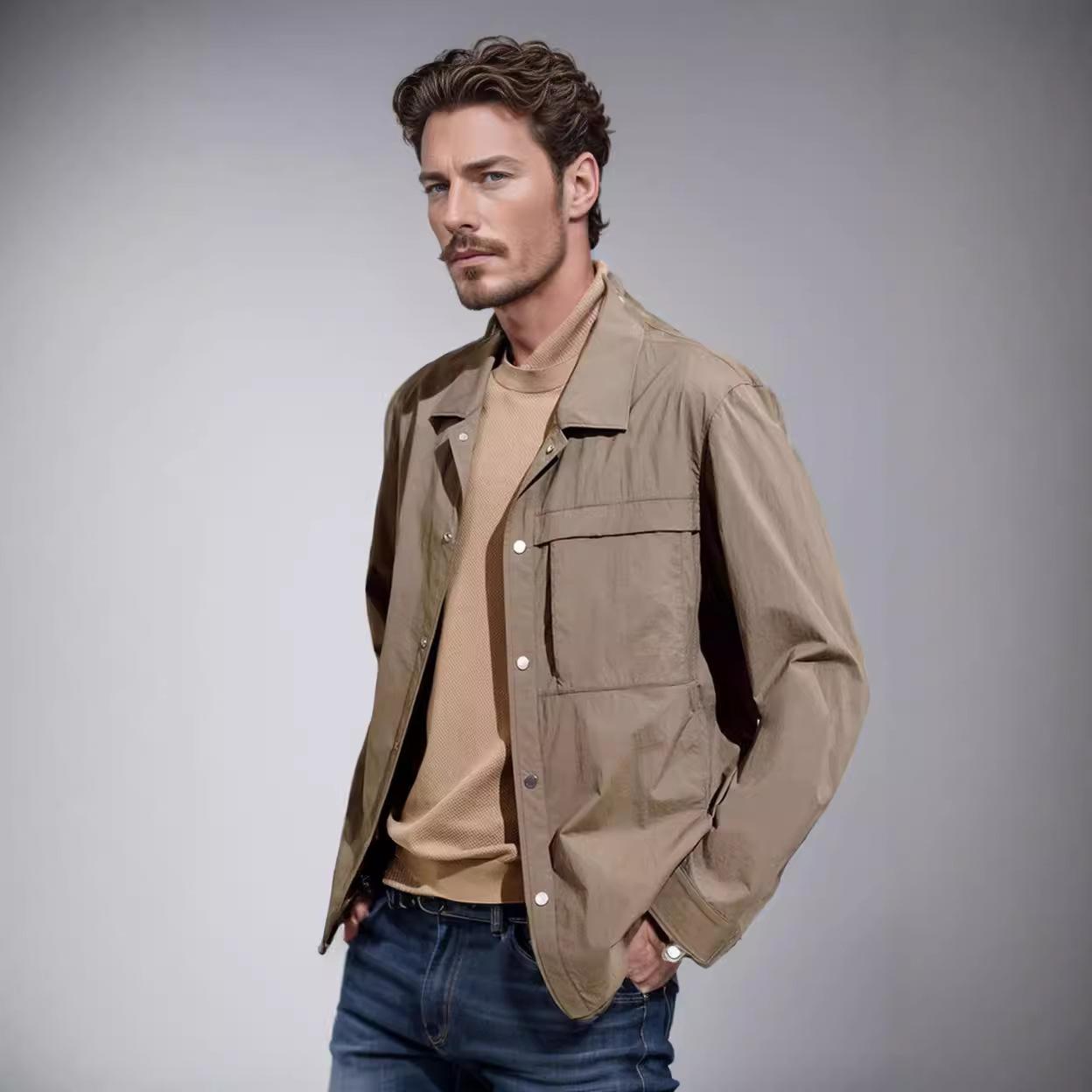 Весенняя и осенняя куртка куртка однотонная с большим карманом независимая станция — фото 3