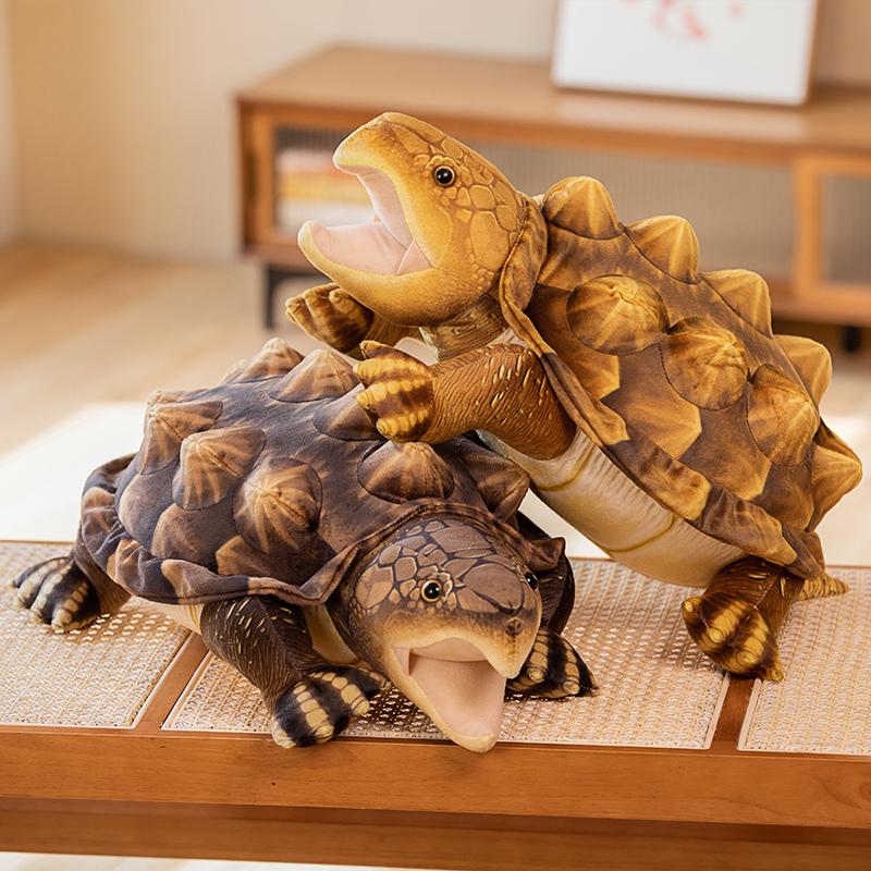 Simulation Alligator Snapper Plush Stuffed Toy Lifelike Turtle Doll Cuddly Plushie Tortoise Animal Toy Birthday Gift