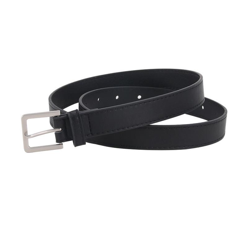 Minimalist Womens Pu Belt With Gold Alloy Buckle For Casual And Office Wear