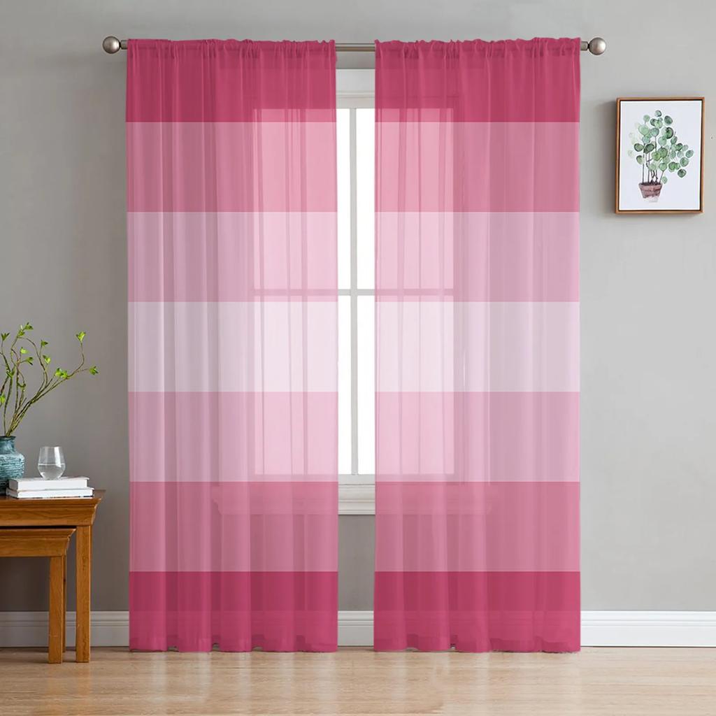 Navy Blue White Stripes Tulle Curtains For Living Room Bedroom Kitchen Decoration Chiffon Window Treatments Voile Sheer Curtain