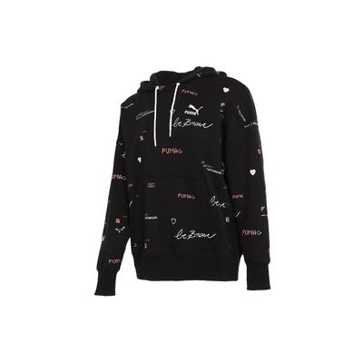 Sport Casual Printed Hoodie Women Tops Black 531282-01