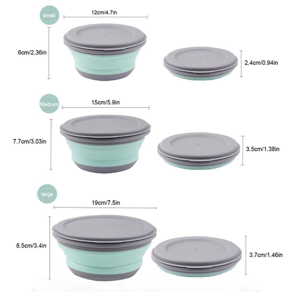 Camping With Lid Collapsible Bowl Sets Lunch Box Food Storage Container Folding Bowls Tableware