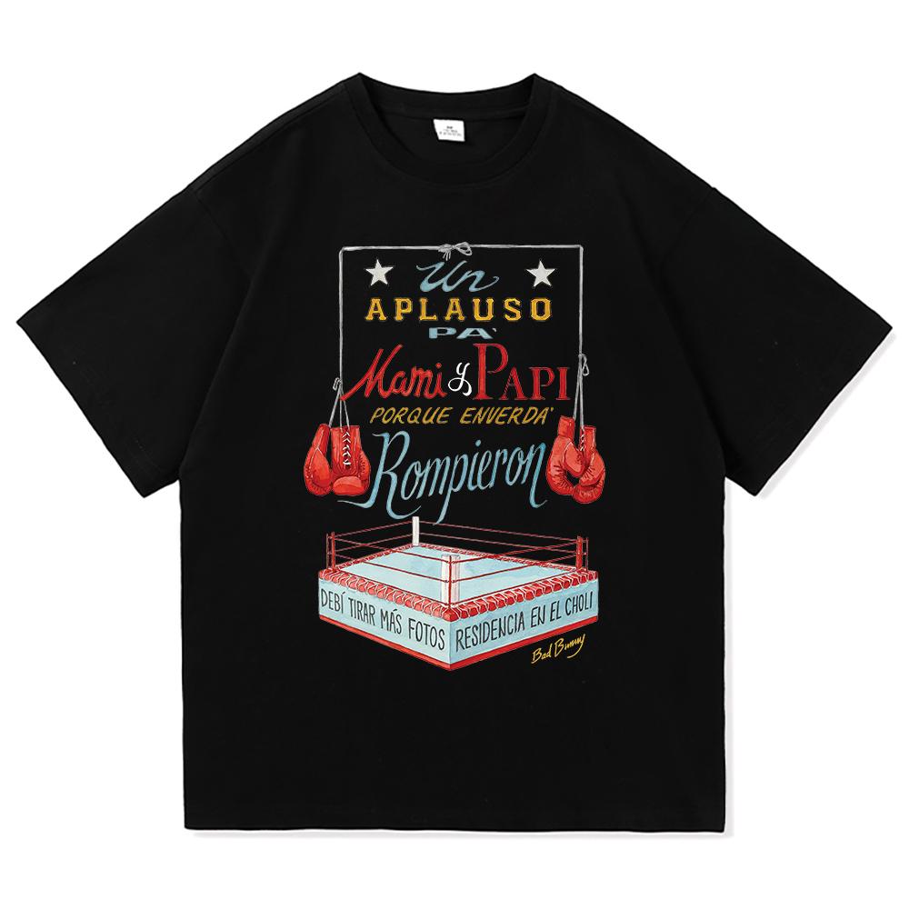 Bad Bunny DTMF Residencia Tour T Shirt Fashion Men DeBÍ TiRAR MáS FOToS Tshirt Unisex Vintage Bad Bunny Black Boxing Tees Shirts