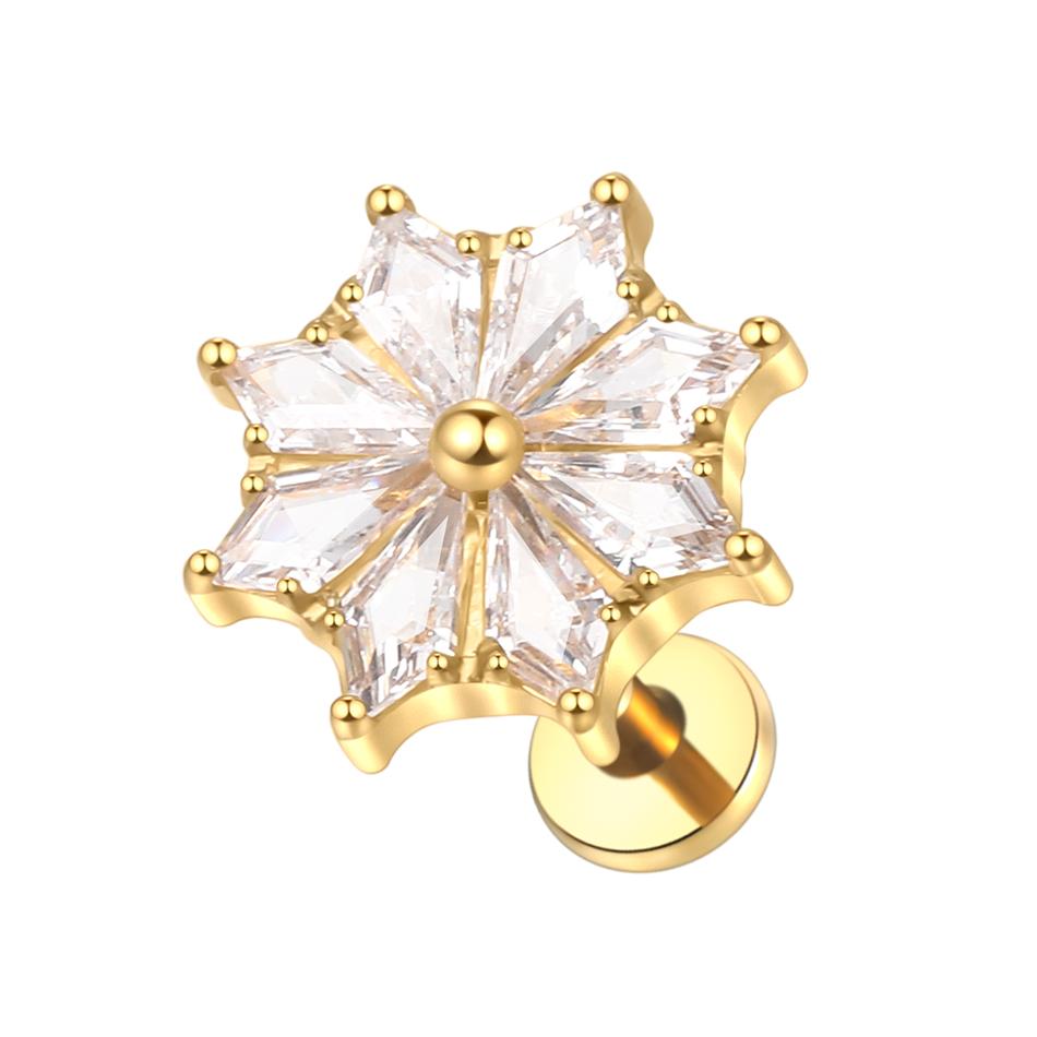 1PC G23 Titanium 16G Marquise Lotus CZ Flower Flat Back Stud Labret Tragus Helix Cartilage Conch Earring Piercings Sexy Jewelry