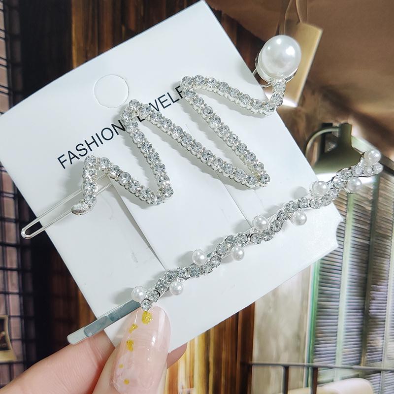 Kristall für Frauen Koreanische Neue Haarnadeln Mädchen Geometrische Perlen Haarspangen Mode Haarklammer Seitenclip Haaraccessoires