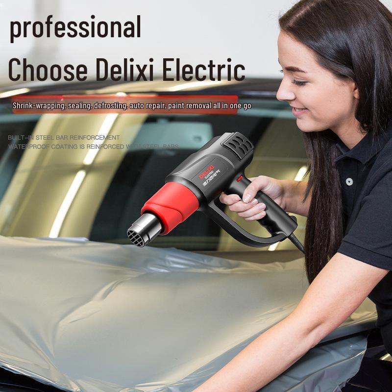 Delixi Electric Digital Display High-Power Hot Air Gun for Temperature Control & Film Shrinking.