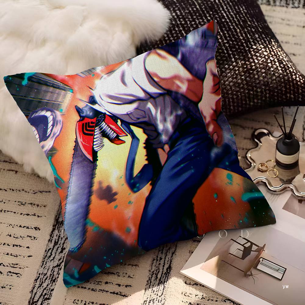 Anime CChainsaw MMan Cushion Cover Inches Farmhouse Decor Home Throw Pillow Covers For Couch Decorations