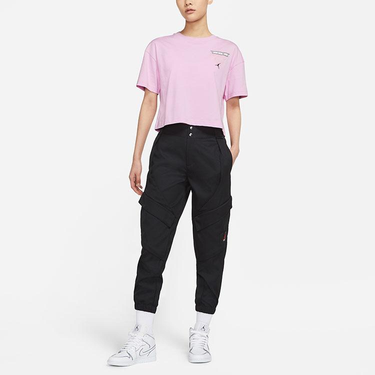 Jordan Essential Casual Sport Round Neck Short Sleeve T-Shirt Women Tops Pink DC2154-676