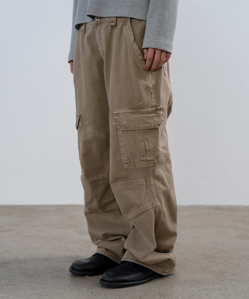 INDUST Pigment Washed Cargo Wide Pants_Beige