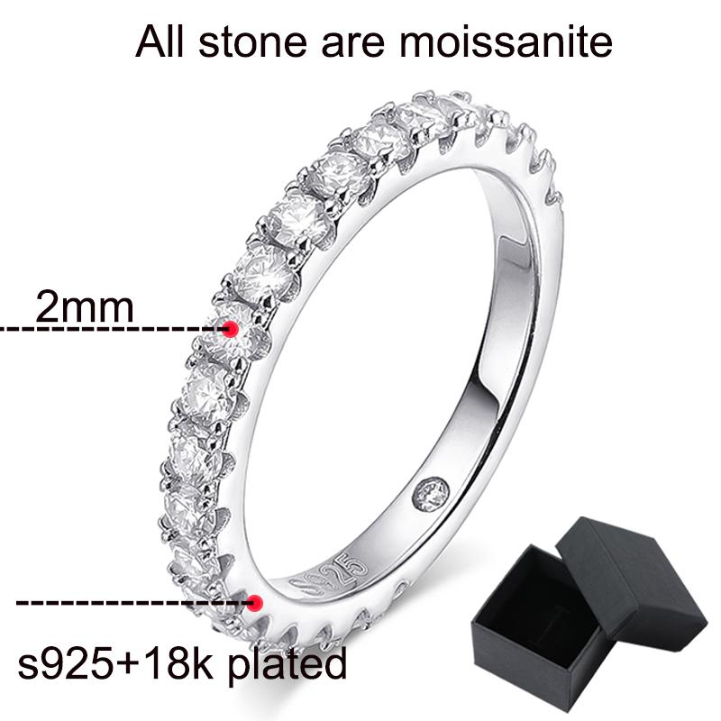 

Smyoue 18k Plated 0.6-4.2CT All Moissanite Rings for Women Sparkly Luxury Wedding Diamond Band 100% 925 Silver Jewelry 4&US Size