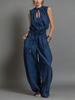 2026 Summer Street Style Women's Loose Waist-Cinching Sleeveless Jumpsuit
