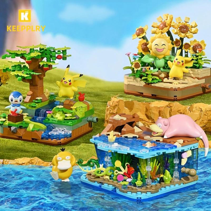 Keeppley Building Blocks Pokmon Pals Series Patchwork Toys Pikachu Pikachu Psyduck Slowpoke Model Ornament Christmas Gift