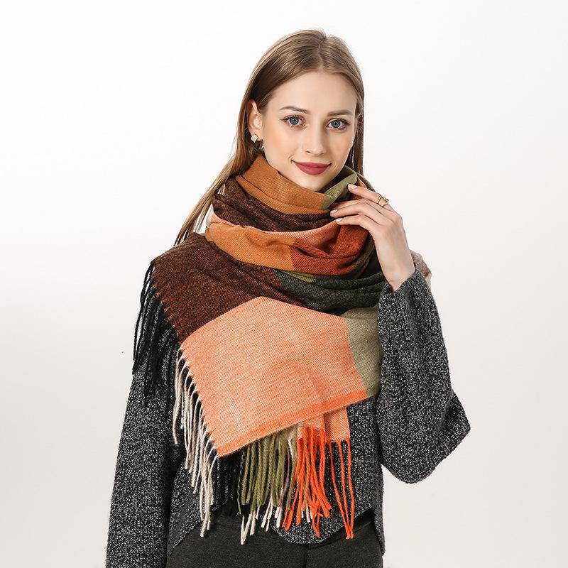 Scarf Women'S Winter Imitation Cashmere Scarf Dongdaemun Plaid Scarf Autumn Scarf