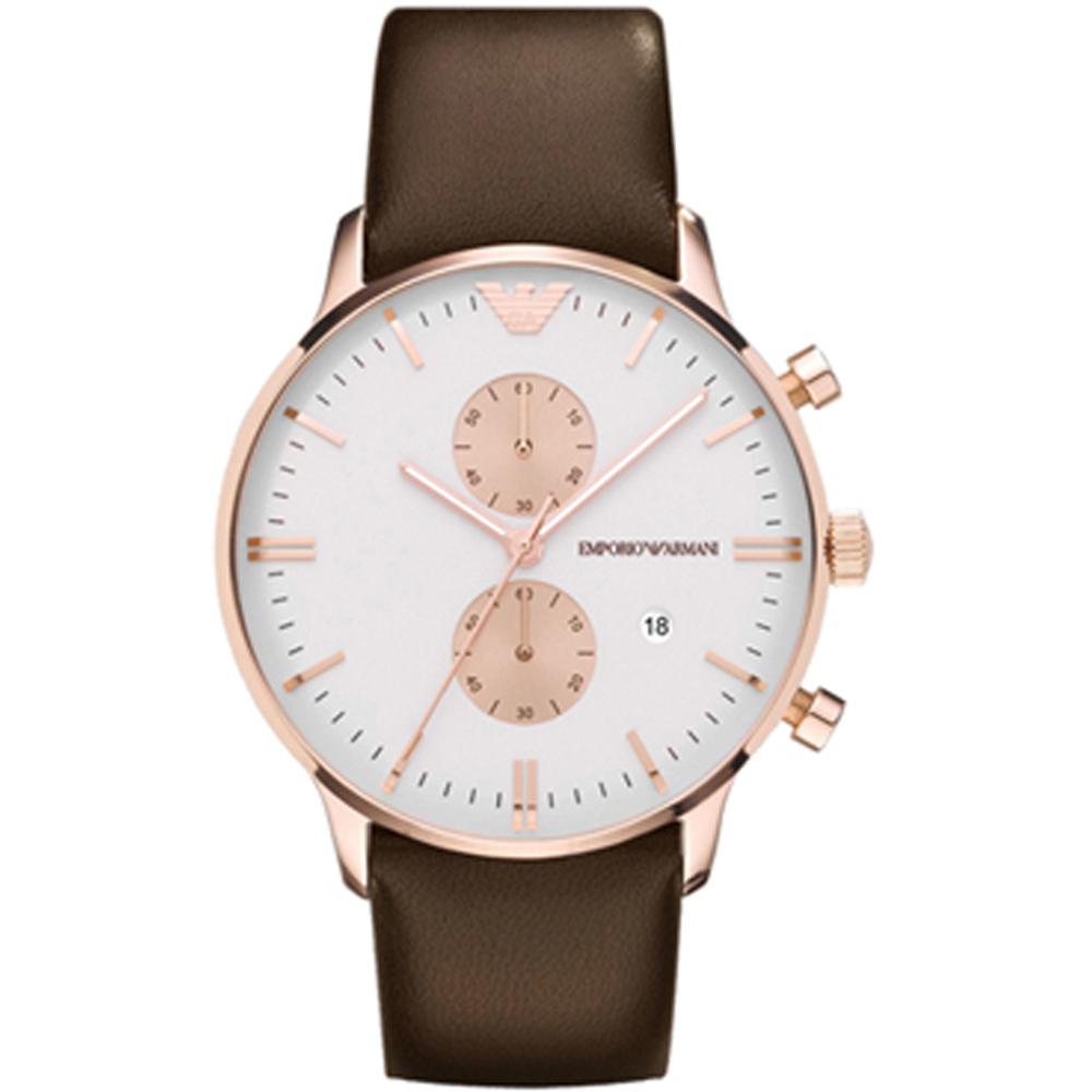 

Emporio Armani Historical Collection White Leather Brown Men s Quartz Chronograph AR0398 белый