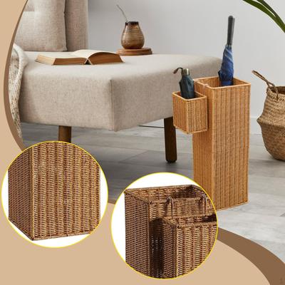 Cesta de Almacenamiento Decorativa para Paraguas de Pie de Mimbre Sintético para el Hogar, la Entrada o el Hotel