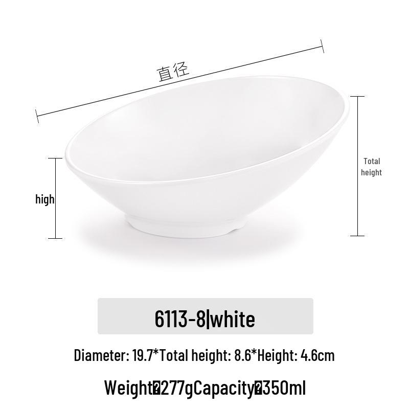 Velká šikmá melaminová mísa - Imitace porcelánu pro horký hrnec, salát a dochucovadla