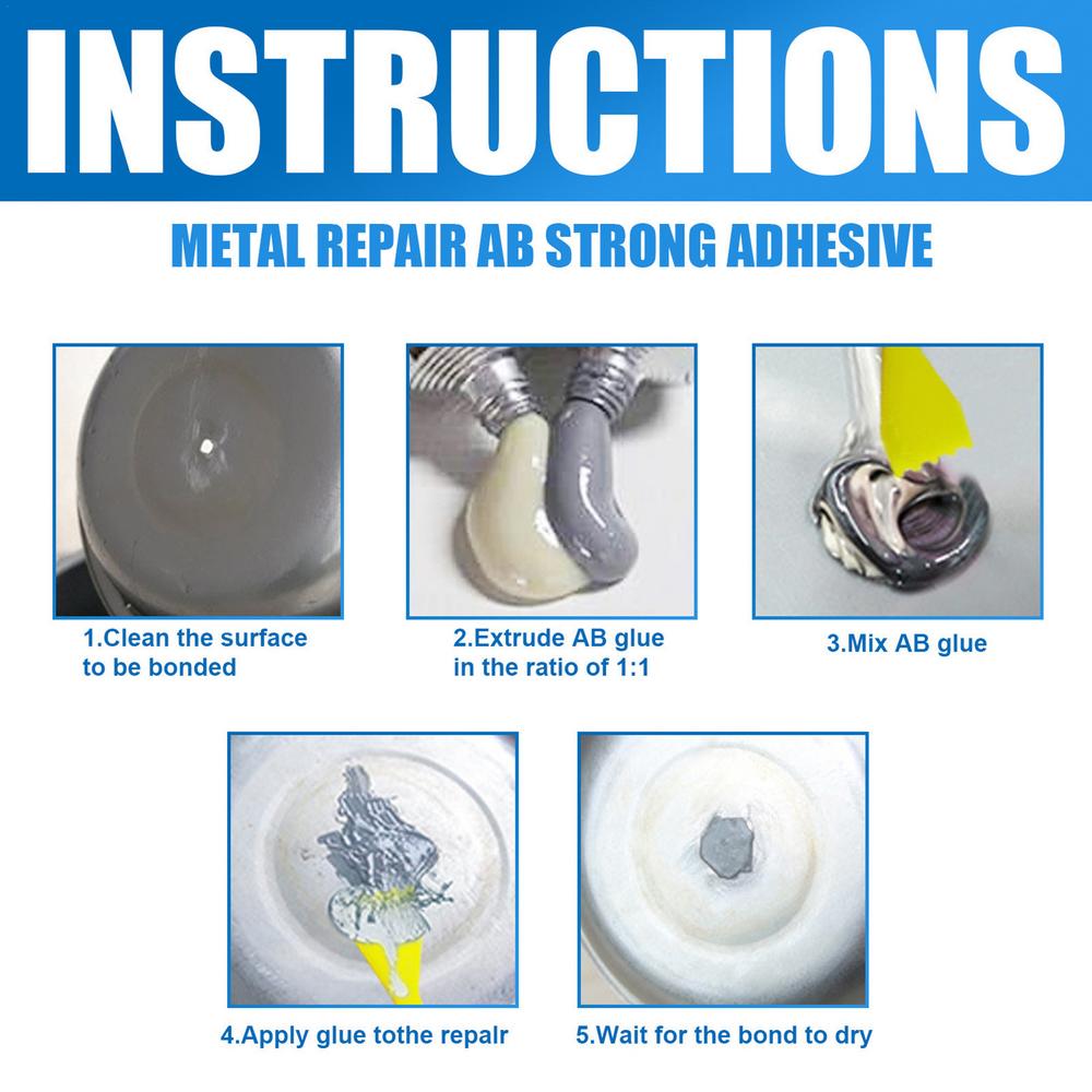 Magic Repair Glue AB Strong Metal Repair Glue Heat Resistance Cold Weld Metal Repair Adhesive Casting Glue for Metal PVC Repair