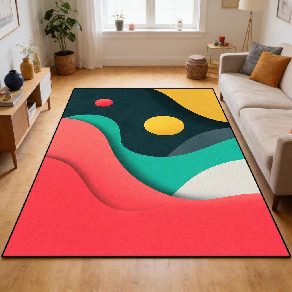 Dopamine Color Abstract Style Living Room Carpet Decoration Home Sofa Area Soft Rug Children Bedroom Non-slip Crawling Mat Floor