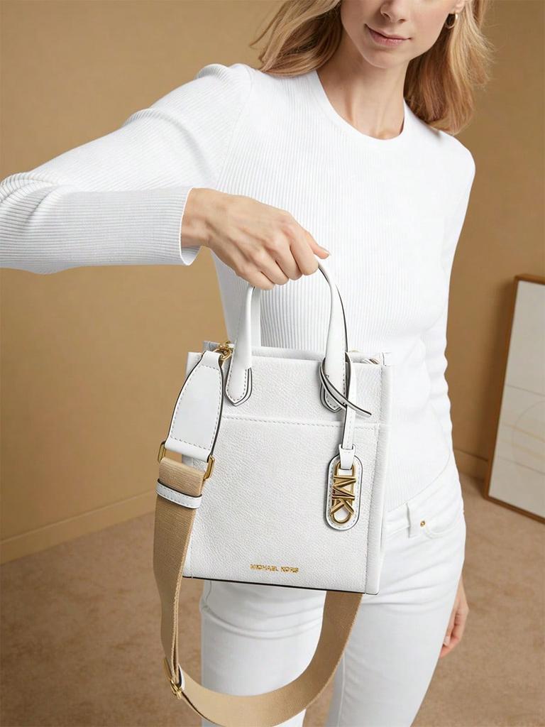 Michael Kors Borsa a tracolla con logo Gigi e tracolla regolabile, da donna, bianca