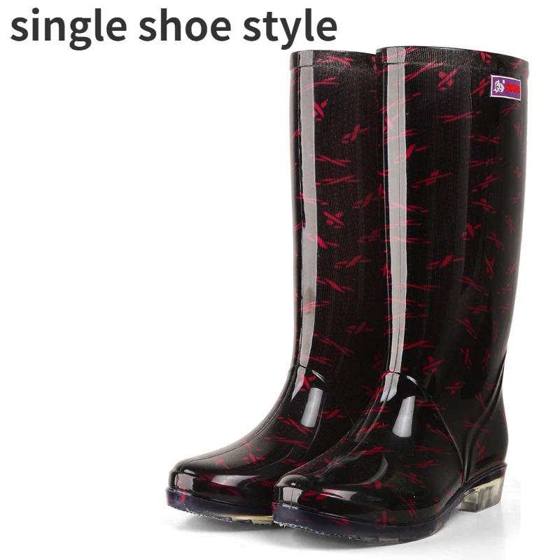 Water Shoes Women's Rain Boots Long Tube Ladies Fashion Rain Boots Waterproof Non-slip Medium and High Rubber Boots Work Boots