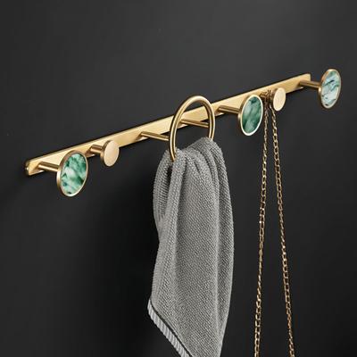 Green/White Brass Wall Mount Robe Hooks Bathroom Towel Hook Row Hook Door Key Bag Towel Hanger Rack Light Luxury Bedroom Hooks