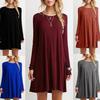 Elegant Women Autumn Fashion Basic Loose Slim Long Sleeve Mini Dress In S-5xl