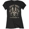 Guns N' Roses Top Hat, Skull & Pistols Las Vegas Short Sleeve Tee Black New