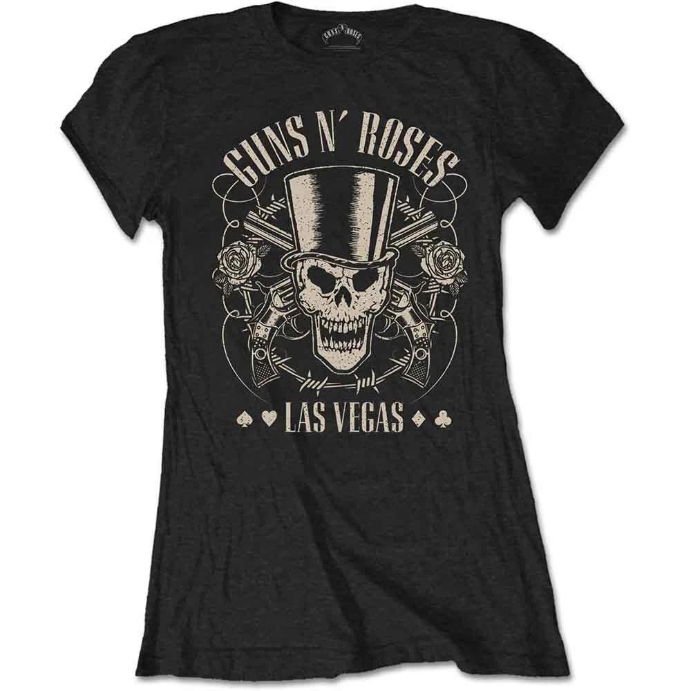 Guns N Roses Top Hat, Skull & Pistols Las Vegas Short Sleeve Tee Black New S
