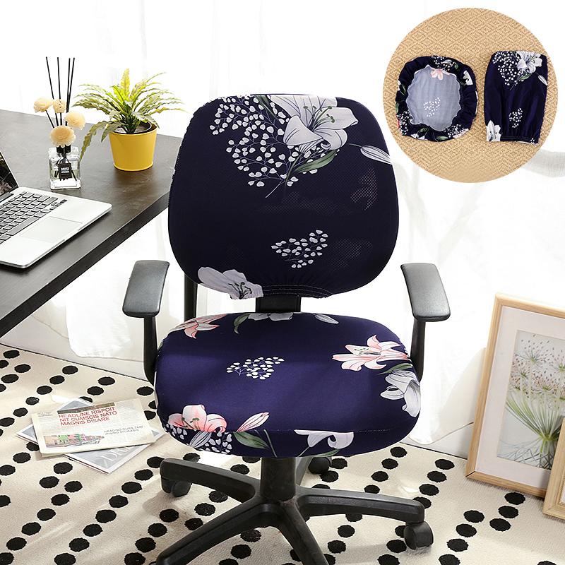 Universal Split Seat Cover Office Chair Cover Stretch Spandex Computer Anti-Dust Armchair Slipcovers Removable Seat Protector