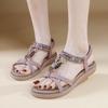 New Summer 2025 Spring and Summer Rhinestone Casual Seaside Beach Flat Sandals Women's Comfortable Versatile SKT