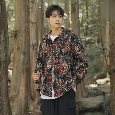 Chaqueta de Trabajo Retro Jacquard Bordada para Hombre - Estilo Holgado Hip-Hop para Primavera y Otoño
