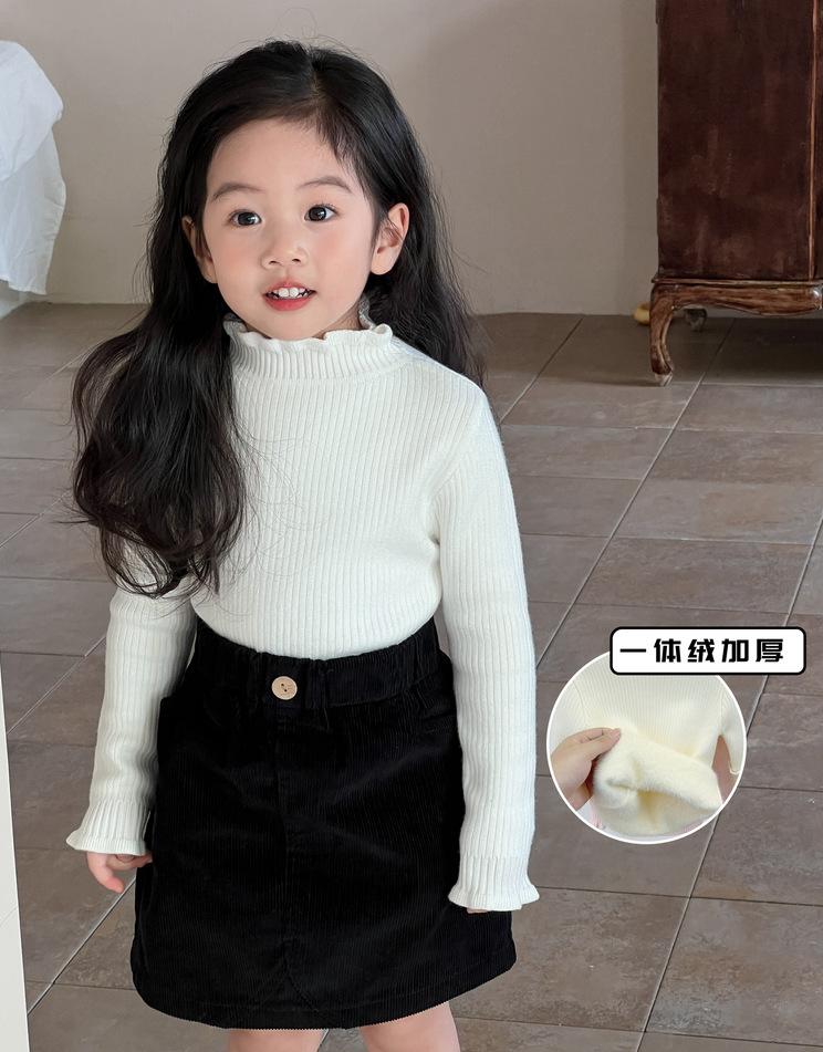 Kids Thickened One Piece Fleece Half Turtleneck Knit Sweater Anti Pilling Warm Base Layer Stylish Inner Wear Children Clothing