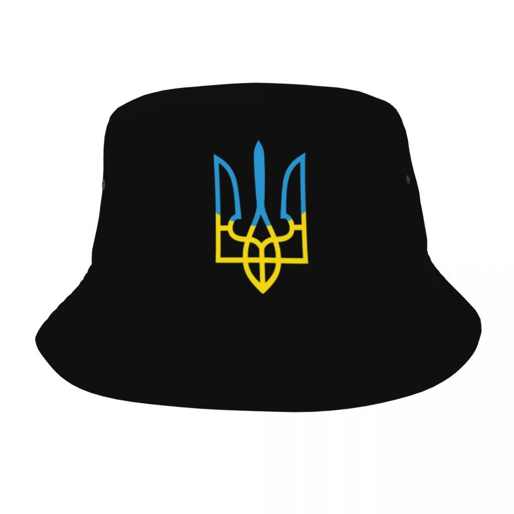 Women Unisex Bucket Hat Ukraine Flag Trident Ukrainian Summer Travel Headwear Lightweight Hiking Fishing FisherUnisex Caps Ispoti Cap