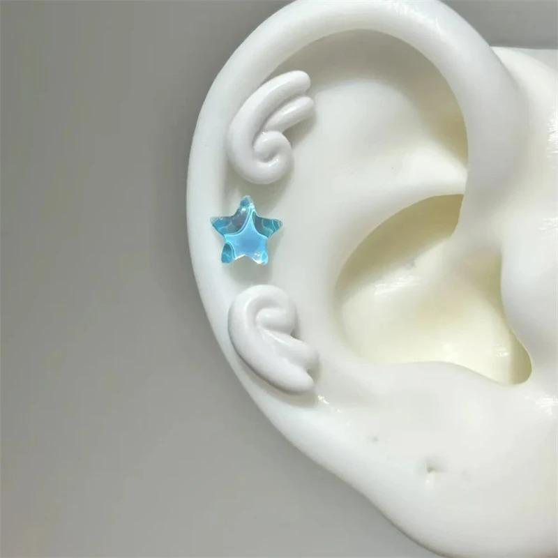 1PCS Cute Heart Arrow Pink Zircon Ear Bone Nail New Fashion Y2K Punk Small Earring for Women Girl Cochlea  Party Gift