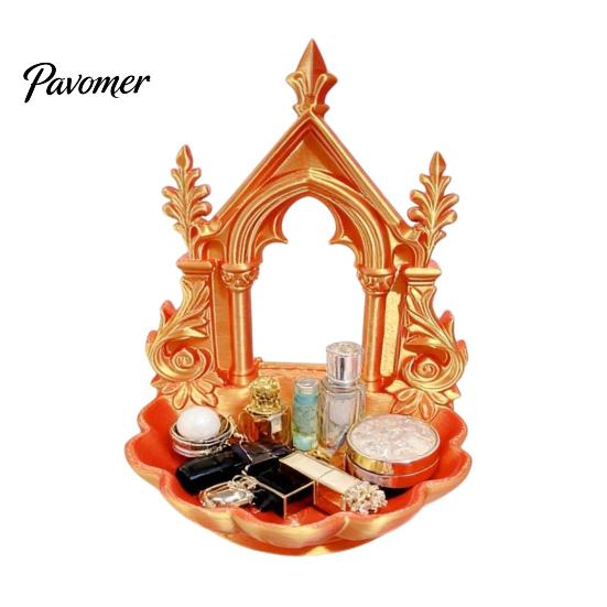 Light Luxury Tray Jewelry Storage Tray, with Gothic Arch Pearlescent Design, Decorative Display Themed Organizer, for Rings Earrings Necklaces