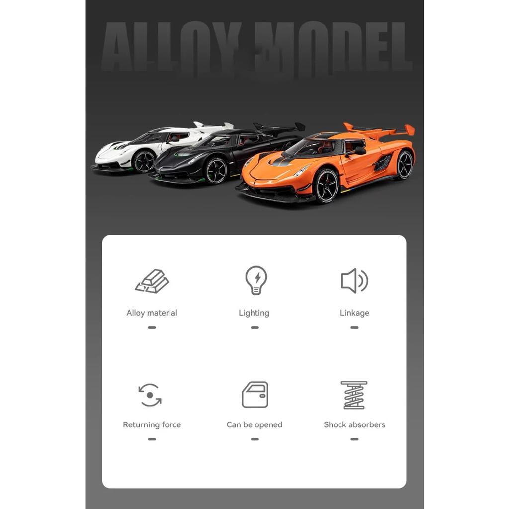 1/24 Koenigsegg Jesko Supercar Diecast Model Alloy Metal Car Classic Collections Hobbies Sentiments High Simulation Decorations Gift Friend